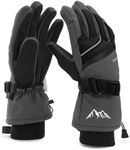 Ski Gloves for Men Women - Winter Snow Gloves Windproof & Waterproof for Cold Weather, Thinsulate Warm Snow Sports Gloves with Pocket Skiing Snowboarding Snowmobile Gloves for Adult Youth Gray M