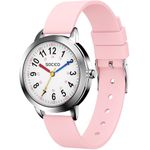 SOCICO Kids Watch for Boys Girls, Learning Educational Watch, 3ATM/30M Waterproof Time Learning Gift Children's Analogue Watch (Pink)