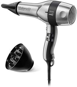 Valera, Swiss Silent Jet 8700 Sèche-Cheveux Professionnel Léger & Silencieux Moteur Puissant 3 Niveaux de Température Générateur d'ions Câble Super Flex Anti-torsion 2400W Gris Noir