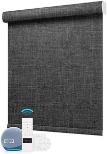 ZSTARR Motorized Shades,Smart Blinds Blackout Roller Blinds Compatible with Alexa Powered Rechargeable Battery Silent Motor for Hotel Living Room Bedroom Office Custom Size (Deep Grey)