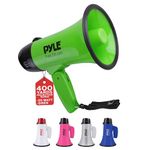 Dana Trading Company Portable Megaphone Speaker Siren Bullhorn - Compact and Battery Operated with 20 Watt Power, Microphone, 2 Modes, PA Sound and Foldable Handle for Cheerleading and Police Use - Pyle PMP22GR, green