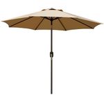 Blissun 9' Outdoor Market Patio Umbrella with Push Button Tilt and Crank, 8 Ribs (Tan)