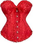 jutrisujo Red Corsets for Women Bustiers Top Floral Lace up Sexy Vntage Princess Burlesque Plus Size 6XL