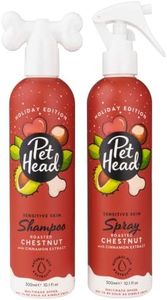 Pet Head Festive Dog Shampoo and Spray Set | Roasted Chestnut with Cinnamon Scent |Christmas Shampoo for Dogs with Sensitive Skin | Vegan | Gentle Formula for Puppies | 300ml Each