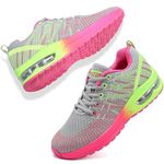 GoodValue Womens Running Shoes Lightweight Air Cushion Walking Shoes Tennis Shoes for Women Fashion Breathable Mesh Upper Sneakers Workout Casual Gym Jogging Non Slip Ladies Sport Shoes Greypink