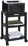 Mount-It! Mobile Printer Stand with Drawer | Height Adjustable Printer Cart with 4 Swivel Wheels and Cable Management | Rolling Printer Stand with Storage, 3 Tier (Black)