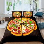 richhome Pizza Bedding Set 3 pieces,Delicious Fast Food Comforter Cover for Boys Girls,Tasty Cheese with Mushroom Ultra Soft Duvet Cover Decor,Double Size Quilt Cover,Orange