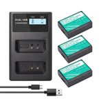 3 Pack LP-E10 Batteries 2200mAh with Dual LCD Charger for Canon EOS Rebel T3, T5, T6, T7, Kiss X50, Kiss X70, EOS 1100D, EOS 1200D, EOS 1300D, EOS 2000D Digital Camera Battery