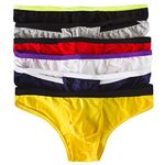 YFD Men's Comfortable Modal Briefs G-string Sexy Low Raise Bikini Thong Underwear Pack of 6