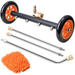 WARMQ 2-in-1 Pressure Washer Undercarriage Cleaner Water Broom, 16" Surface Cleaner Power Washer Attachment with 4 Nozzles 3 Extension Rods and QC Pivot Coupler Extra Wash Mitt, 1500-4000 PSI