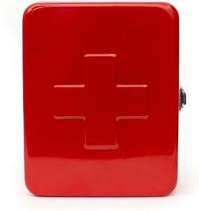 Kikkerland Empty Steel First Aid Kit Case – Multi-Purpose Medical Supply Organizer – Portable First Aid for Home, Office, & Travel, Red