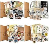 120 Pcs Vintage Aesthetic Scrapbook Kit Junk Journaling Supply with Retro Stamp Stickers,Material Paper, Tag Card,Hand Account Collage Card,Pillow Box,Twine Diary Supply Birthday Gift(Artsy Style)