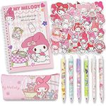 Koiswim Kawaii School Supplies, Cute Stationary Set, Back to School Gift for Girls Including Spiral Journal Notebook, Black Rollerball Pens, Pencil Cse, Stickers