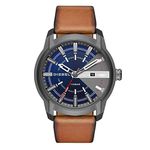 Diesel Leather Analog Multi-Colour Dial Men's Watch-Dz1784, Band Color:Brown