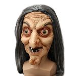 MXJFYY Halloween Mask Witch Mask, Old Women Halloween Scary Horror Mask with Hair Latex Mask for Halloween Fancy Dress Prop