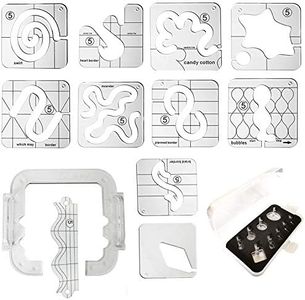 YICBOR 11pcs Quilting Template Series 5 + 1pcs Quilting Frame+ 9pcs Clear Quilting Embroidery Free Motion Echo Presser Foot Set