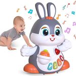 MOONTOY Musical Baby Toys 6 to 12 Months,Crawling Bunny Toys for 1 Year Old Gilrs Boys Gifts, Interactive Tummy Time Toys with Music and Light,Early Educational Toys Birthday Chirstmas Gift Age 1-3