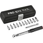 PRO BIKE TOOL 1/4 Inch Drive Click Torque Wrench Set – Inch Pound Nm Dual Readout – Bicycle Maintenance Kit for Road & Mountain Bikes - Includes Allen & Torx Sockets, Extension Bar & Storage Box