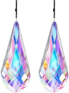 H&D HYALINE & DORA 4.7" Crystal Sun Catcher Prisms, Set of 2 Suncatcher Hanging Crystals for Windows Glass Prisms Set, Rainbow Maker Indoor Outdoor Decorations