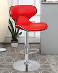 Redefine® Burnie Most Comfortable High Counter Horse Barstool with Chrome Base Height Adjustable Bar Chair Suitable & Comfortable for Kitchen|Reception|Cafeteria|Pub's|Dining (Red)