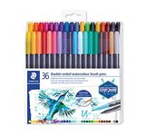 STAEDTLER 3001 TB36 Double Ended Watercolour Brush Pens - Assorted Colour (Pack of 36)