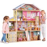 KidKraft Majestic Mansion Wooden Dolls House with Furniture and Accessories Included, 4 Storey Play Set with a Cat, Garage and Lift for 30 cm/12 Inch Kids' Toys, 65252 - Amazon Exclusive