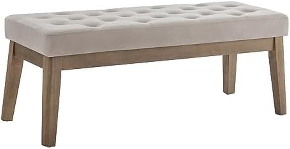 24KF Velvet Upholstered Tufted Bench with Solid Wood Leg,Ottoman with Padded Seat-Taupe