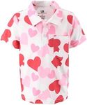 Unique Baby Boys Short Sleeve Hearts Valentines Day Polo Shirt for Toddler and Big Kids (5Y, Floating Hearts)