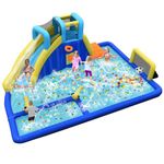 HONEY JOY Inflatable Water Slide, Giant Water Park Bounce House w/Soccer Goals for Outdoor, Splash Pool, Climbing, Blow Up Water Slides Inflatables for Kids and Adults Backyard(Without Blower)