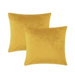 AMEHA Velvet Cushion Covers 45 x 45 cm Set of 2 Square Throw Pillow Cases Decorative Bedroom Cushion Covers for Sofa Living Room Car with Invisible Zipper (Ochre, 18 x 18 Inch)