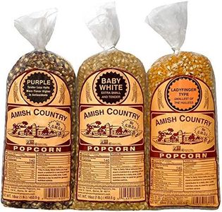 Amish Country Popcorn | 3-1 lb Bags | 1 lb Baby White, 1 lb Ladyfinger, and 1 lb Purple Popcorn Kernels Variety Pack | Old Fashioned, Non-GMO and Gluten Free (3-1 lb Bags)