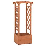 vidaXL Solid Firwood Trellis Planter with Arch Outdoor Garden Lawn Gardening Home Patio Terrace Balcony Wooden Flower Planter Pot Box