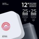 BIG FUDGE Vinyl Record Sleeves Bundle - 25x Record Outer Sleeves Plus 25x Record Inner Sleeves - Crystal Clear Album Sleeves and Rounded Acid Free LP Sleeves for 12" Records