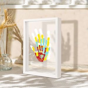 Himake Family Handprint Kit: DIY Art and Craft Keepsake Frame with Non-Toxic Paints, Perfect for New Parents, Grandparents, and Family Special Gifts, White