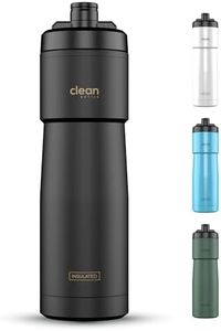 The Clean Hydration Co Insulated Bike Water Bottle | Easy Clean Nozzle, Easy Squeeze | Cycling Running Fitness Water Bottle | Gym Sport Bottle | Sport 23 Oz | Matte Black (Black) (Black, 23 Oz)