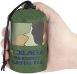 Delmera Emergency Sleeping Bag, Lightweight Survival Sleeping Bags Waterproof Thermal Emergency Blanket, Bivy Sack Survival Gear for Outdoor Adventure, Camping, Hiking, Orange, Green (Camouflage)