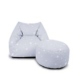 rucomfy Beanbags Snuggle Kids Bean Bag Chair - Small Armchair Beanbag Seat - Childrens Bedroom Furniture for Boys and Girls - Arrives Filled - 50 x 46 x 48cm (Twinkle Star, with Matching Footstool)