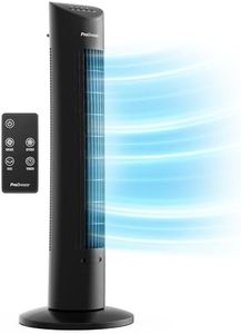 Pro Breeze Turmventilator, Ventilator 70° Oszillation, Säulenventilator mit 3 Geschwindigkeitsstufen, 60W Ventilator mit Fernbedienung und Timer, 79 cm Höhe, Schwarz