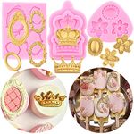 Mujiang Photo Frame Fondant Mold Picture Frame Silicone Mold Crown Gem Molds for Cake Decoration Cupcake Topper Candy Chocolate Gum Paste Polymer Clay Set of 3