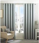 Riva Home Eclipse Blackout Eyelet Curtains, Polyester, Duck Egg Blue, 90" x 90" (229 x 229cm)