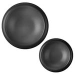 Navaris Chunky Dinner Plate 2-Piece Set - Charcoal Black Non-Toxic Porcelain - Deep Salad Bowl & Dessert Plate - Microwave and Dishwasher Safe - 16.5cm (6.5") and 21.5cm (8.5")