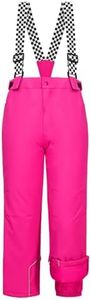 WOWULOVELY Kid's Snow Bib Pants Winter Waterproof Windproof Ski Pants Insulated Snowboard Overalls for Boys Girls(Rose,12