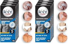 Veet Hair Removal Cream for Men, Sensitive Skin, 50g Each (Pack of 6)