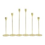 InciFuerza Taper Candle Holders Set, Modern Decorative Candlestick Holder for Home Decor, Dining, Party, Wedding, and Anniversary (6Pcs Polished Brass)