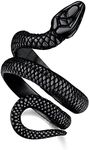 Bestyle Black Vintage Snake Rings for Men Women Concrete Serpent Wrap Ring Cocktail Party Statement Biker Rings Retro Jewelry, Size 11