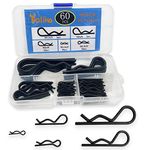 Yoliko 60 Pcs Hitch Pin Clip R Clips Retaining Pins Tractor Cotter Pin Hair Pin Assortment Iron Black Zinc-plating Spring Clip Retainer Hitch keeper Pins Kit for Dolly Pins/Hand Ttruck Pin Replacement