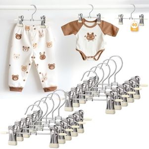 Mity rain40-Pack Baby Hangers - 360° Rotatable Silicone Clip Kid Hangers, Space-Saving Toddler Hanger,Premium Stainless Steel, Ideal for Newborn & Children Wardrobe Organization.