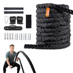 VEVOR Battle Rope, 1.5 Inch Diameter 30Ft Length Polyester Exercise Rope, Battle Exercise Equipment with Protective Sleeve & Anchor, Heavy Weighted Rope for Home Gym Workout Core Strength Training