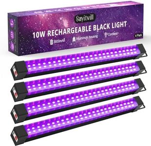 Rechargeable Black Light Bar 4 Packs, Battery Powered Black Lights for Glow Party, Cordless UV Strip Lights with On/Off/Dimma/Flash Switch, for Classroom Fishing,Paint, Poster,Stage