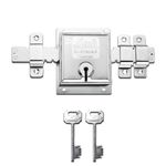 Link 12 Turn Main Door/Shutter Heavy Lock with 2 Key Stroke Lever Mechanism (106x135mm) Lock (Silver)